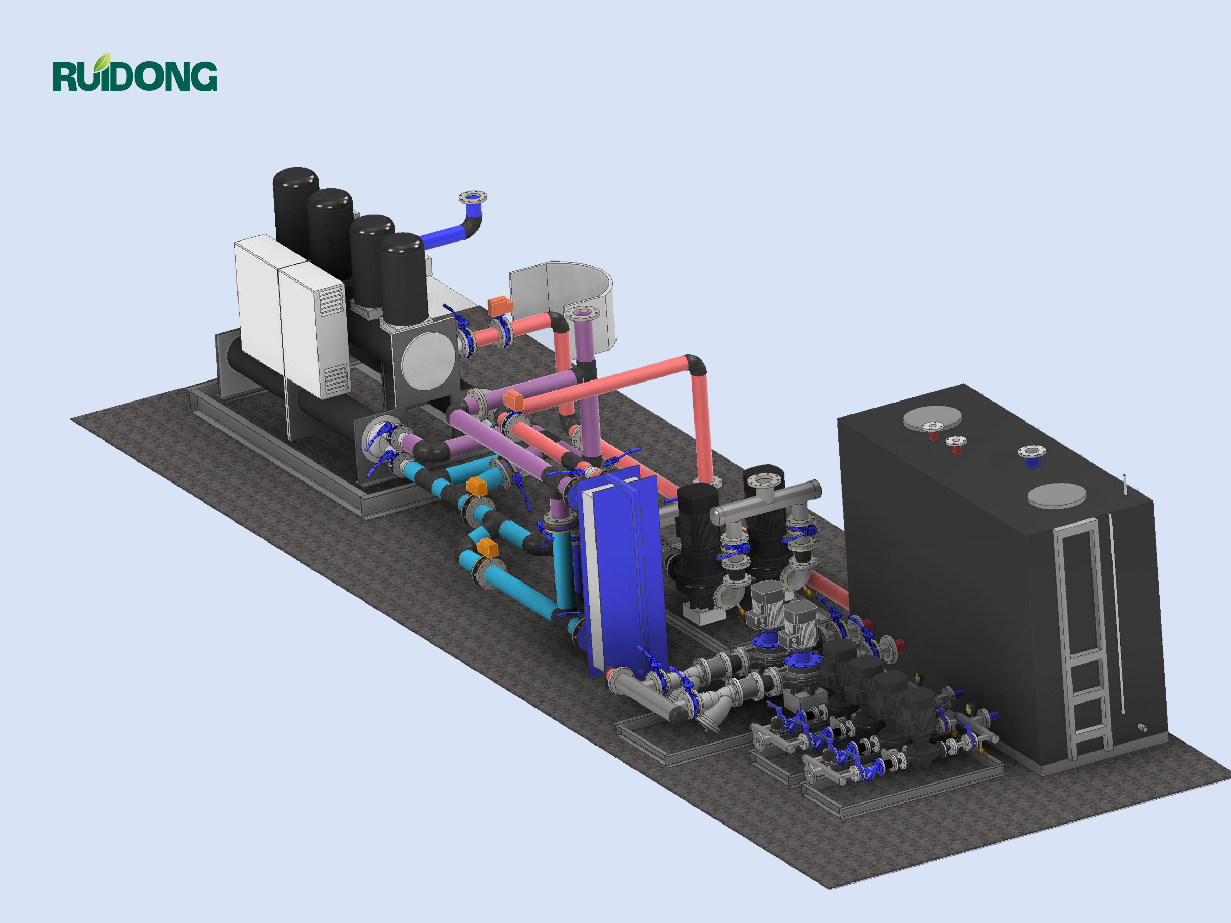 Unidades de resfriamento resfriado a água e sistemas de estação de bomba-sua solução HVAC com eficiência energética